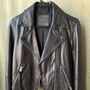 All Saints Black Leather Jacket US 6 UK 10